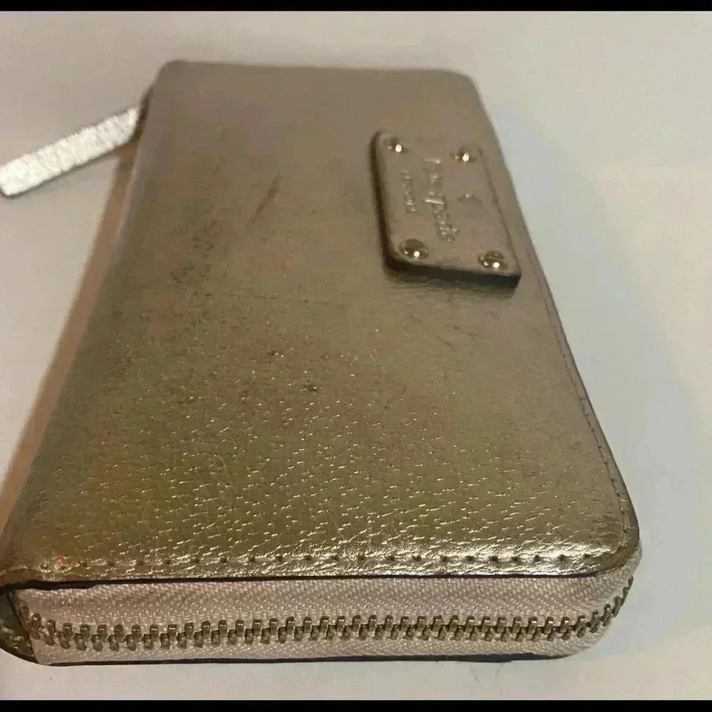 Kate spade metallic bronze leather wallet